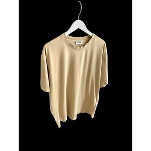 Sandro Paris Mens Large/XL Tan Crew Neck Tshirt Logo Chest